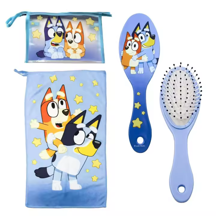 Bluey & Bingo Neceser Aseo Infantil Set de Toalla y Cepillo para Niños - 1