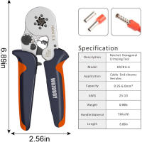 Kit De Herramienta De Crimpado De Ferrules WOZOBUY Con Terminales De Cable Aislados Herramienta De Crimpado De Cables Eléctricos De Acero Al Carbono - details 1