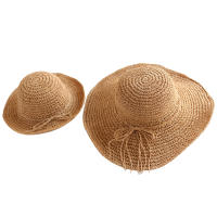 Sombrero De Paja Plegable Para Madre E Hija Protección Solar De Verano Para Playa Y Viajes Exterior Casual Sin Químicos Alérgenos - details 11