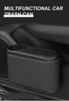 SEAMETAL Car Trash Can Colgante De Cuero ABS Organizador Universal Para Fila Trasera Con Soporte Para Bebidas Caja De Basura Dura - details 0