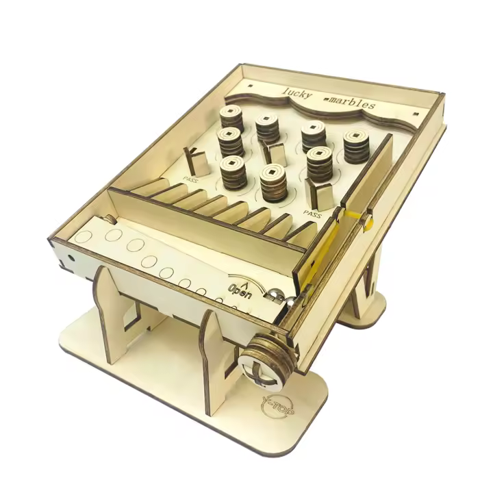 DAM. Maqueta de Madera 3D, con movimiento mecánico diseño de Juego de canicas. 50 piezas. 14x20x11cm. - 1