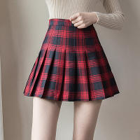 Mini Falda Plisada De Cintura Alta En Cuadros Para Mujer Estilo Harajuku A-line Preppy Slim De Terciopelo Polyester Para Otoño - details 2