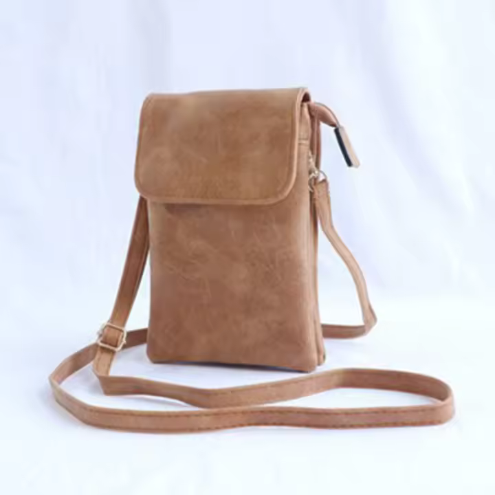 Bolso Bandolera De Cuero PU Para Mujer Bolso De Mano Pequeño Con Teléfono Móvil Estilo Messenger Color Sólido Cierre De Cremallera Y Hebilla - 1