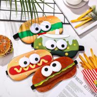 Funny Food Eye Mask Cute Fast Food Sleeping Mask 3D Plush Eye Masks Hamburger Hot Dog Milk Tea Fluffy Eyeshade with 3D Doll Eyes for Women Men Travel Nap Night Sleep - details 0