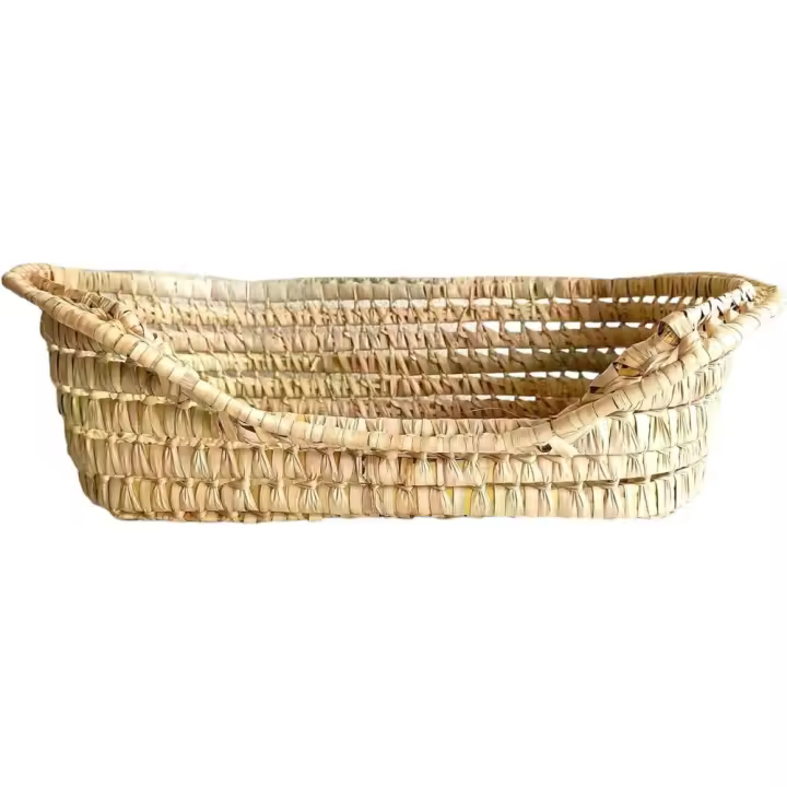 COSHANO Cesta Cama para Gatos y Perros en Palma Trenzada. Cama para Gatos de Mimbre. Fabricado a Mano (60x48x16 Marron) - 1