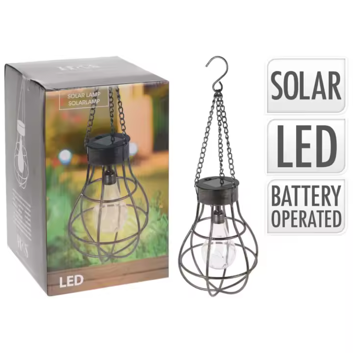 ProGarden Lámpara solar con forma de bombilla metal con 10 LED - 1