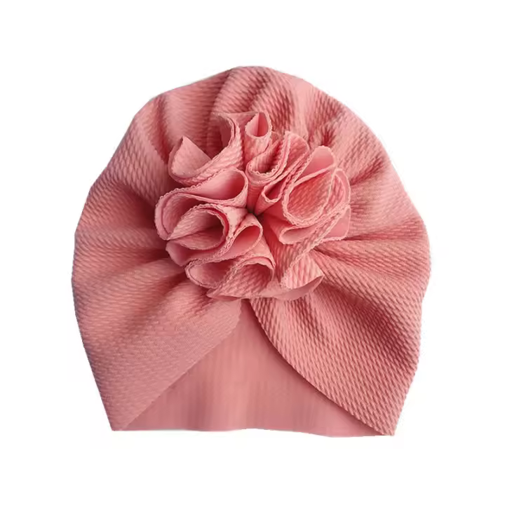 Turbante Para Bebé Niña Bonnet De Cabeza Suave Con Flor Lindo Sombrero Ajustable Para Niños Recién Nacidos Foto Hat Polyester - 1