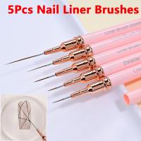 Set De 5 Pinceles De Uñas Rosa Para Arte De Uñas Y Dibujar Con Tamaño Elongado De 7/9/11/15/25mm Herramienta Profesional Para Manicura Y Gel UV - details 1