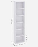 Estantería Escandinava 6 Estantes Blanco, Ideal para Salón, Estudio, Oficina, Dormitorio, Diseño Moderno y Funcional, 40x24x178,5 cm - details 7