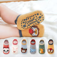 6 Pares De Calcetines De Algodón Para Niños Con Patrón De Animales De Dibujos Animados Cómodos Transpirables Antideslizantes Para Piso - details 0