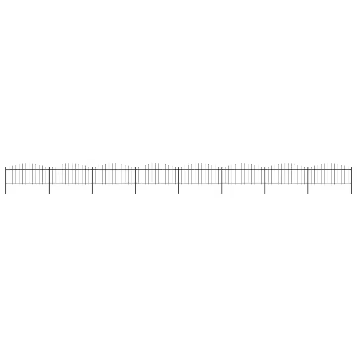 vidaXL Valla de jardín con punta de lanza acero negro (0,5-0,75)x13,6m - 1