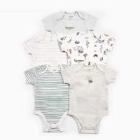 Nueva ropa de verano para bebés y niños pequeños, mono de pedo cruzado triangular de colores mixtos, ropa para gatear para bebés, conjunto de cinco piezas - details 2
