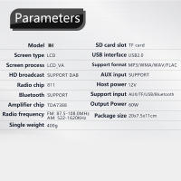 Receptor De Estéreo In-Dash 1Din 12V Para Coche Con Radio FM AM RDS Llamadas Hands-free 2 USB TF AUX Bluetooth Música Y Llamadas - details 10