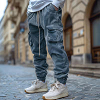 Pantalones De Corduroy Para Hombre Con Bolsillos Calientes yVintage De Punto De Fleco Diseño Antigüedad Trabajo Libre Con Cierre Elástico Y Cordón Para Otoño E Invierno - details 4