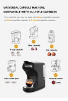 HiBREW Cafetera de cápsulas H1A, cafetera multicápsulas 4 en 1, compatible con cápsulas DG/Nes/ESE/café molido, Parada automática, Modos de café caliente y frío, Espresso perfecto, Negra - details 1