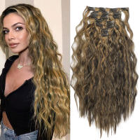 Extensiones De Cabello Sintético Rizado Ondulado 7 Piezas Clip in Para Mujer Cabello Postizo Resistente Al Calor Negro Marrón Suave Pieza De 10 Pulgadas Con 5 Clips - details 0