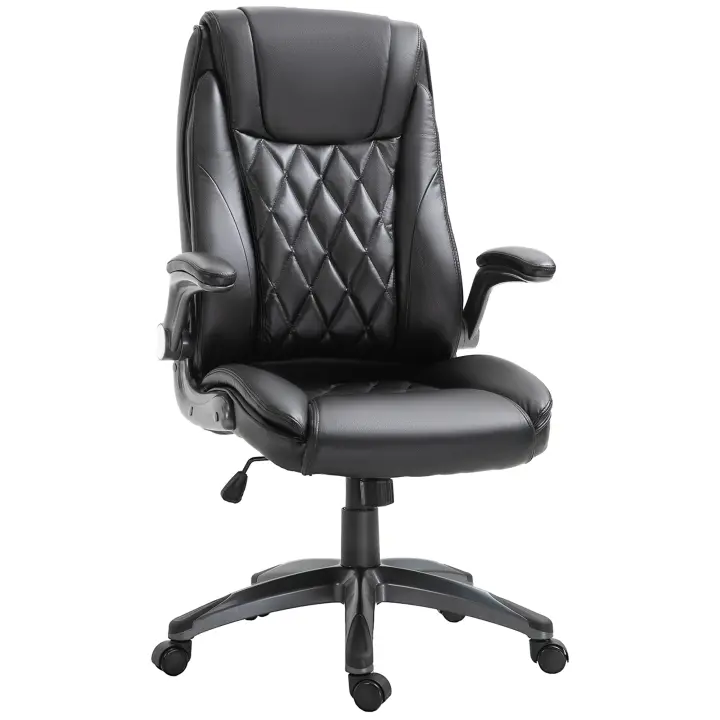 Vinsetto Silla de Oficina Silla Giratoria Ergonómica Silla de Ordenador con Función Mecedora Regulable en Altura con Reposacabezas y Reposabrazos Acolchados Piel Sintética - 1