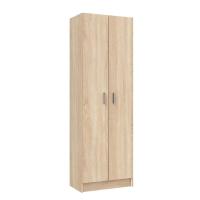 Meimon Armario MULTIUSOS 2 puertas color Roble Canadian con 5 estantes regulables, interior blanco, tiradores ABS gris aluminio, estructura en melamina TIPO E1, bisagras y soportes metálicos, medidas 180x59x37 cm - details 0