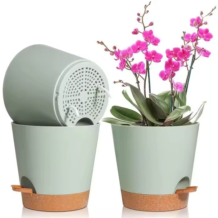Macetas de plástico - Macetas con sistema de Riego para Jardines en Balconies-20 cm - 3 UDS - 1