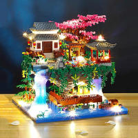 Bloques De Construcción Arquitectura Casa De Pera Pavilion Cascada Río Con Luz LED Mini Bloques Diamante Juguete Para Niños Decoración De Habitación DIY - details 0