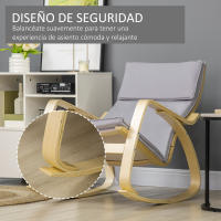HOMCOM Silla Mecedora Tapizada en Tela Sillón Balancín Relax con Cojín Desenfundable Reposabrazos y Pies de Madera de Abedul para Salón Dormitorio 67x97x84 cm Gris - details 5