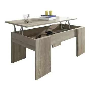Mesa De Centro Elevable De Madera Oscura Y Metal 100 Cm KANE