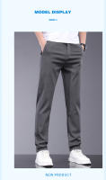 Pantalones Casuales Para Hombre De Fibra De Bambú Verano Transpirables Elásticos Slim Straight Negro Gris Cierre De Cremallera - details 8