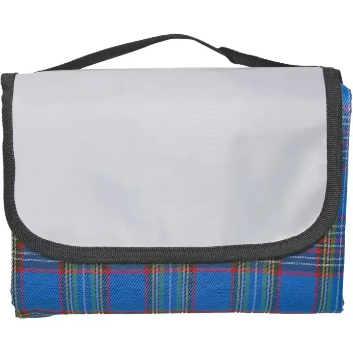Manta de picnic grande de tartán con asa, impermeable, para playa, jardín, exterior, lavable, para picnic y camping, 150 x 200 cm (azul) - 1