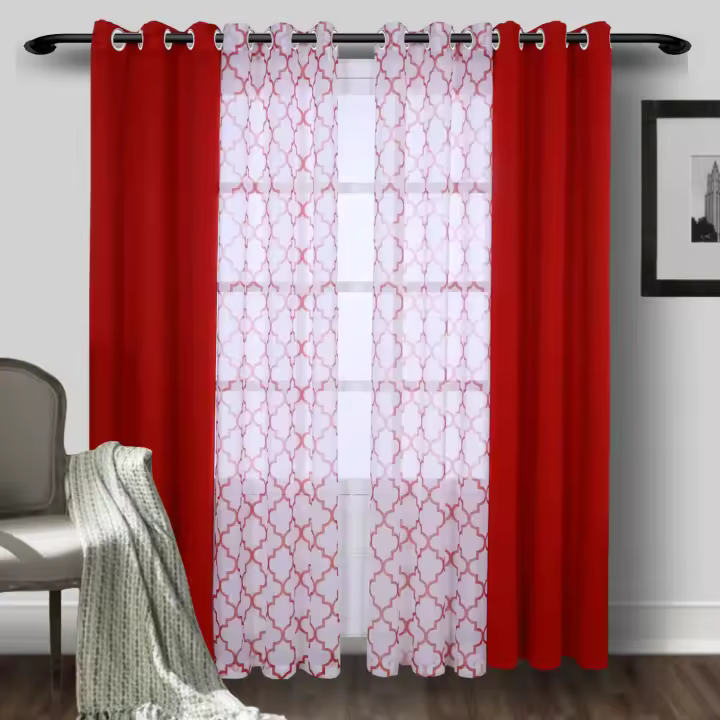 2 PCS Cortinas Morocanas Transparentes Y Cortinas De Bloqueo Para Dormitorio Sala De Estar Oficina Grommet Ventana Modernas - 1