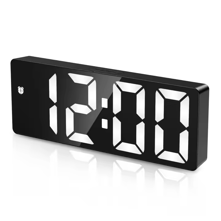 MOV-Reloj despertador digital con Pantalla de 6,5 ", type C, funciona con Pilas, función de Repetición, fecha, Reloj de noche con 5 niveles de Brillo ajustable, para dormitorio y oficina - 1