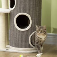 Pet Cat Tree 109cm Árbol para Gatos con Rascador Cube y Cama para Gatos, poste de Isal, Modern gris Blanco Para Los Amantes de Los Gatos - details 1