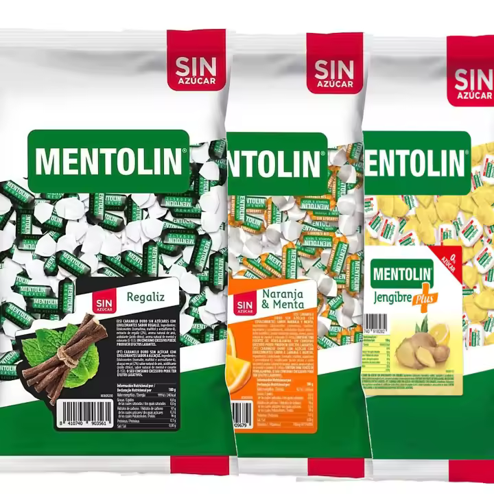 MENTOLIN PACK 3 Kg caramelos sin azúcar garganta Regaliz & Naranja & Plus Jengibre - 1