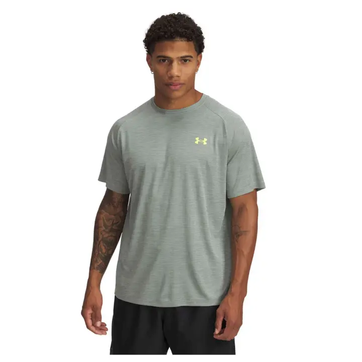 Camiseta de Manga Corta Under Armour Tech Textured para hombre en color verde - 1