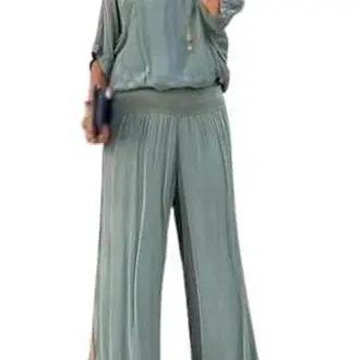 ElegantChiffon Pantalones De Pierna Ancha Conjunto De Dos Piezas De Cintura Alta Semi Formal Elegante Casual Trajes De Una Pieza Traje De Pantalón - 1