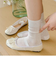 Calcetines De Mujer Color Sólido Primavera Verano Malla Hueca Calcetines Largos Respirables Casual Blancos Delgados Cómodos - details 0