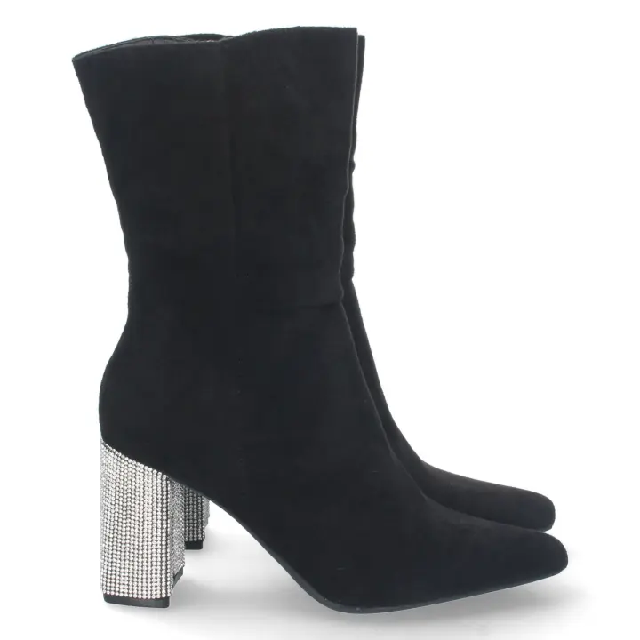 PuntoSalao Botines con tacon medio de strass y punta fina mujer color negro - 1