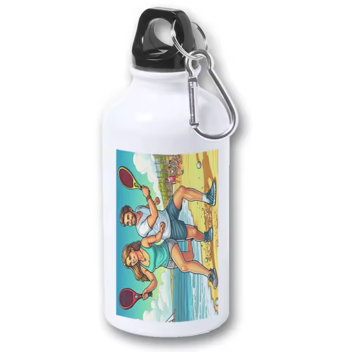 MERCHANDMANIA BIDON 400ML METALICO padel juego playa raquetas deporte amigos para viaje y deporte - 1