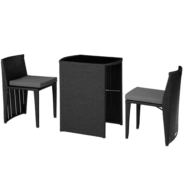 Tectake - Conjunto de ratán y aluminio Bistró Hamburgo  Muebles de Exterior impermeables de diseño elegante  Fino trenzado de poliratán resistente  Cojines cómodos e impermeables - 1