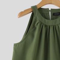 Vestido Sin Mangas De Cuello Halter ZANZEA Para Mujer Estilo Coreano Con Volantes Y Patchwork Vestido De Playa Suelto De Verano Vestido Midi Natural - details 6