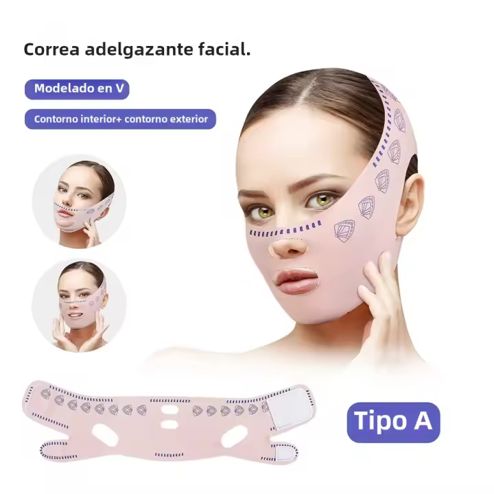 Cinta De Modelado Facial Reutilizable Para Mujeres Levantador De Barba Y Pechuga V Línea Herramienta De Masaje Facial Para Cuidado De La Piel Belleza - 1