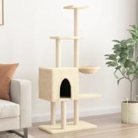 vidaXL Rascador para Gatos con Postes de Sisal Árbol Torre 145 cm Color Crema,  Gris claro,  Gris oscuro y mas - details 0