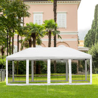 Gazebo plegable Gazebo de Jardín Pop Up Gazebo 5,9x2,95x2,5 m Malla Oxford de maple with Bolsa de Transporte Crema Blanco Adecuado para festines y eventos en El Jardín - details 0