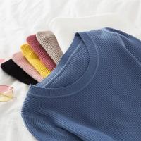 AOSSVIAO 2025 Suéter Para Mujer De Manga Larga Pullover Estilo Básico O-Neck Elástico Moda Invierno Suéter De Punto Sólido - details 1
