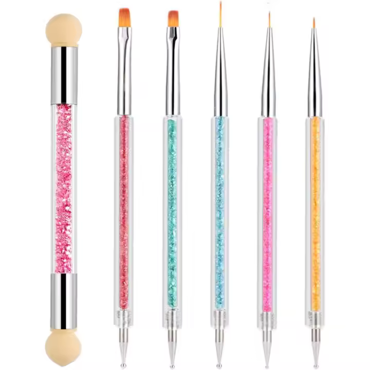 6 Piezas Pincel para Arte de Uñas Nail Art Brush,Doble Punta Pinceles Set,Pintura Dibujo Línea Herramienta para Desenho Fino das Uñas,Decoración de DIY Nail Art Designs - 1