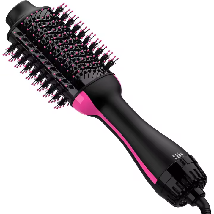 Cepillo secador de pelo, cepillo para secar con secador, todo en uno, 4 en 1, secador de pelo y moldeador de un solo paso, cepillo de aire caliente voluminizador con iones negativos, cepillo alisador de pelo con barril de titanio y cerámica antifrizz - 1