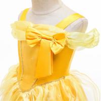 Vestido De Princesa Floral Sin Mangas Para Niñas Disfraz De Belle Y La Bestia Ropa De Fiesta Carnaval Halloween Talla True Mid-Calf Polyester - details 4