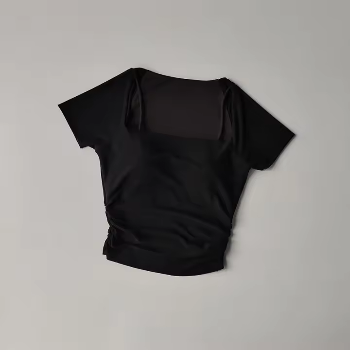 Nueva Prenda De Verano Para Yoga Mujer: Camiseta Deportiva De Malla Con Falsas Piolas Y Cintura Fija Manga Corta Para Correr Y Fitness - 1