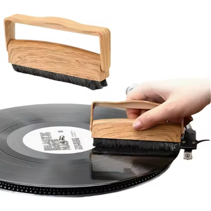 Limpieza De Disco De Vinilo 1pc Herramienta De Limpieza Con Mango De Madera Y Material PP Adecuada Para Turntable Y LP Mantenimiento Cepillo De Limpieza - 1
