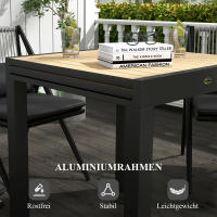 Mesa de comedor y jardín Outsunny, con capacidad para 6 personas, extensible hasta 70 kg de Carga, Aluminio Amarillo, 81/162x80x75 cm, ideal para Terrazas y balcones. - details 2