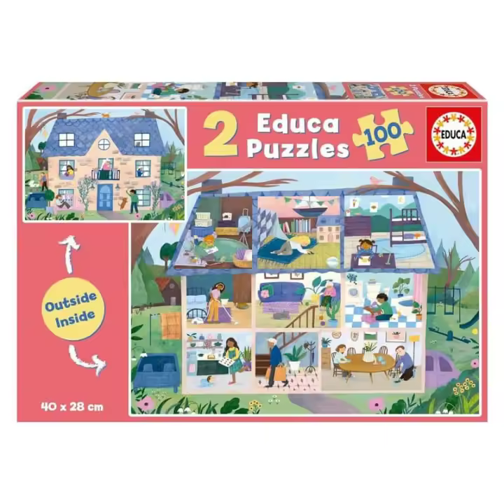 Casa Outside/Inside 2 Puzzles Infantiles con 100 Piezas 19957 Educa - 1